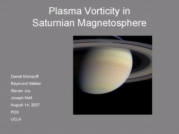 Plasma Vorticity in Saturnian Magnetosphere