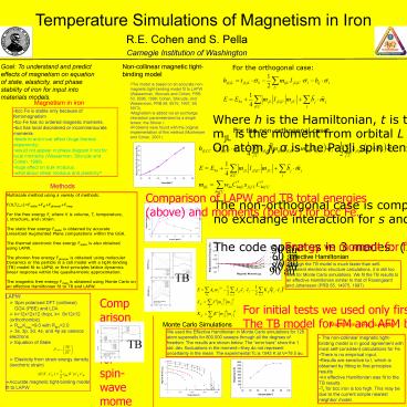 Temperature Simulations of Magnetism in Iron