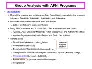 Group Analysis with AFNI Programs