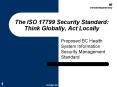 The ISO 17799 Security Standard: Think Globally, Act Locally PowerPoint PPT Presentation
