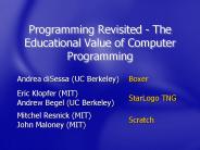 Programming Revisited The Educational Value of Computer Programming