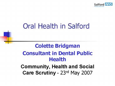 Oral Health in Salford