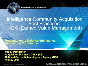 Intelligence Community Acquisition Best Practices: NGA Earned Value Management