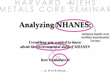 Analyzing NHANES: