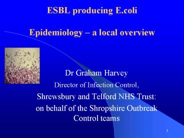 ESBL producing E.coli Epidemiology a local overview