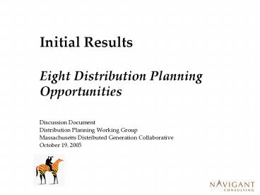 Initial Results Eight Distribution Planning Opportunities