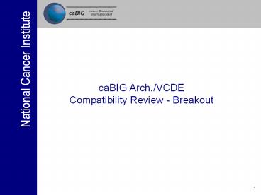caBIG Arch./VCDE Compatibility Review - Breakout