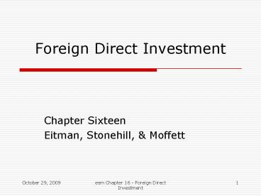 Foreign Direct Investment