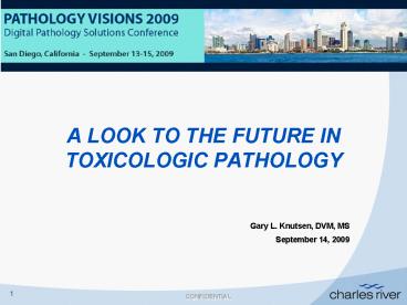 A LOOK TO THE FUTURE IN TOXICOLOGIC PATHOLOGY