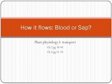 Plant physiology I: transport