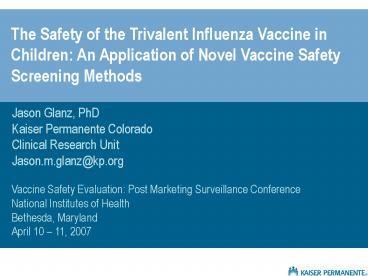 Vaccine Safety Research Methods