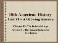 10th American History Unit VI A Growing America