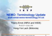 NEMO: Terminology Update draft-ernst-nemo-terminology-01.txt