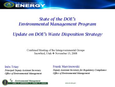 Environmental Management FY 2006 Budget Request DRAFT