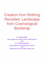 Creation from Nothing Revisited: Landscape from Cosmological Bootstrap