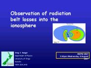 Observation of radiation belt losses into the ionosphere PowerPoint PPT Presentation