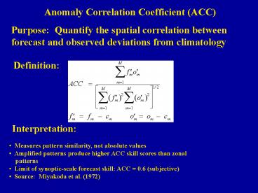 Anomaly Correlation Coefficient ACC