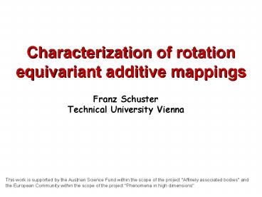 Characterization of rotation equivariant additive mappings
