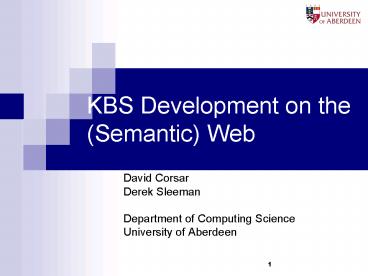 KBS Development on the Semantic Web