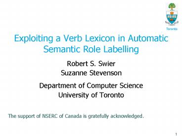 Exploiting a Verb Lexicon in Automatic Semantic Role Labelling