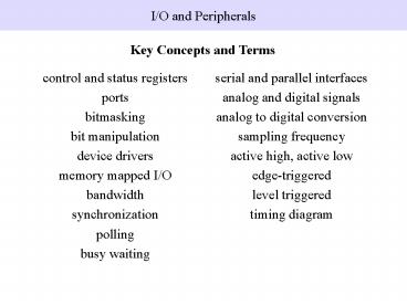 IO and Peripherals