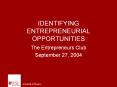 IDENTIFYING ENTREPRENEURIAL OPPORTUNITIES PowerPoint PPT Presentation