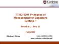 TTMG 5001 Principles of Management for Engineers Section P Session 2: Sep 17 Fall 2007 PowerPoint PPT Presentation