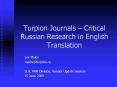 Turpion Journals Critical Russian Research in English Translation PowerPoint PPT Presentation