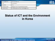 Status of ICT and the Environment in Korea