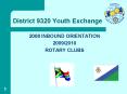 District 9320 Youth Exchange PowerPoint PPT Presentation