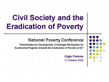Civil Society and the Eradication of Poverty