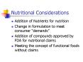Nutritional Considerations PowerPoint PPT Presentation