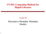 CS 502: Computing Methods for Digital Libraries