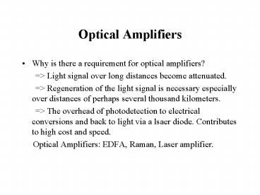 Optical Amplifiers