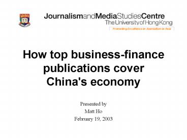 How top businessfinance publications cover China's economy