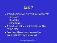 Introduction to Control Flow concepts