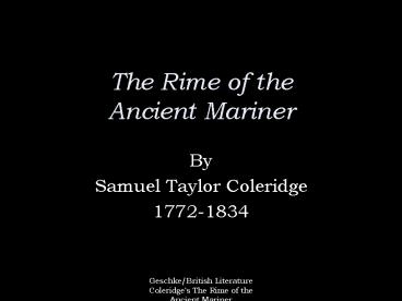 The Rime of the Ancient Mariner