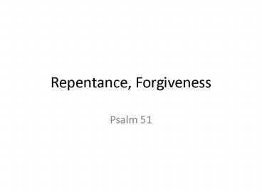 Repentance, Forgiveness