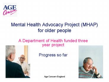 Mental Health Advocacy Project MHAP for older people