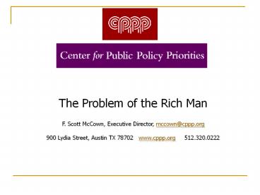 The Problem of the Rich Man