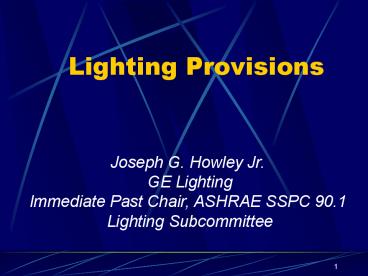 Lighting Provisions
