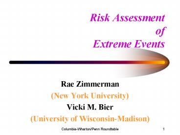 Risk Assessment of Extreme Events