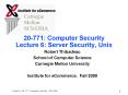 20771: Computer Security Lecture 6: Server Security, Unix PowerPoint PPT Presentation