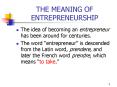 THE MEANING OF ENTREPRENEURSHIP PowerPoint PPT Presentation