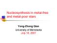 Nucleosynthesis in metalfree and metalpoor stars PowerPoint PPT Presentation