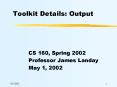 Toolkit Details: Output PowerPoint PPT Presentation