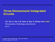 Three Dimensional Integrated Circuits