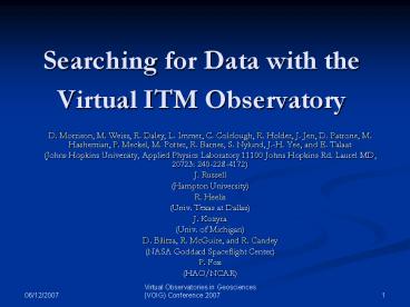 Searching for Data with the Virtual ITM Observatory