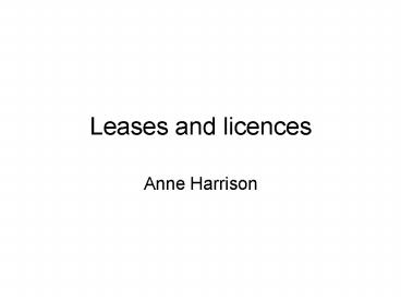 Leases and licences