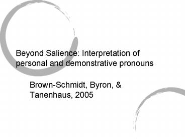 Beyond Salience: Interpretation of personal and demonstrative pronouns